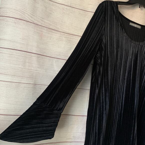 Avon Signature Collection Black Velour Blouse Ribbed Bell Sleeves Large 12-14 - Picture 5 of 15